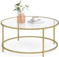 Stół okrągły szklany złoty Nowy salon Loft stolik kawowy nowoczesny