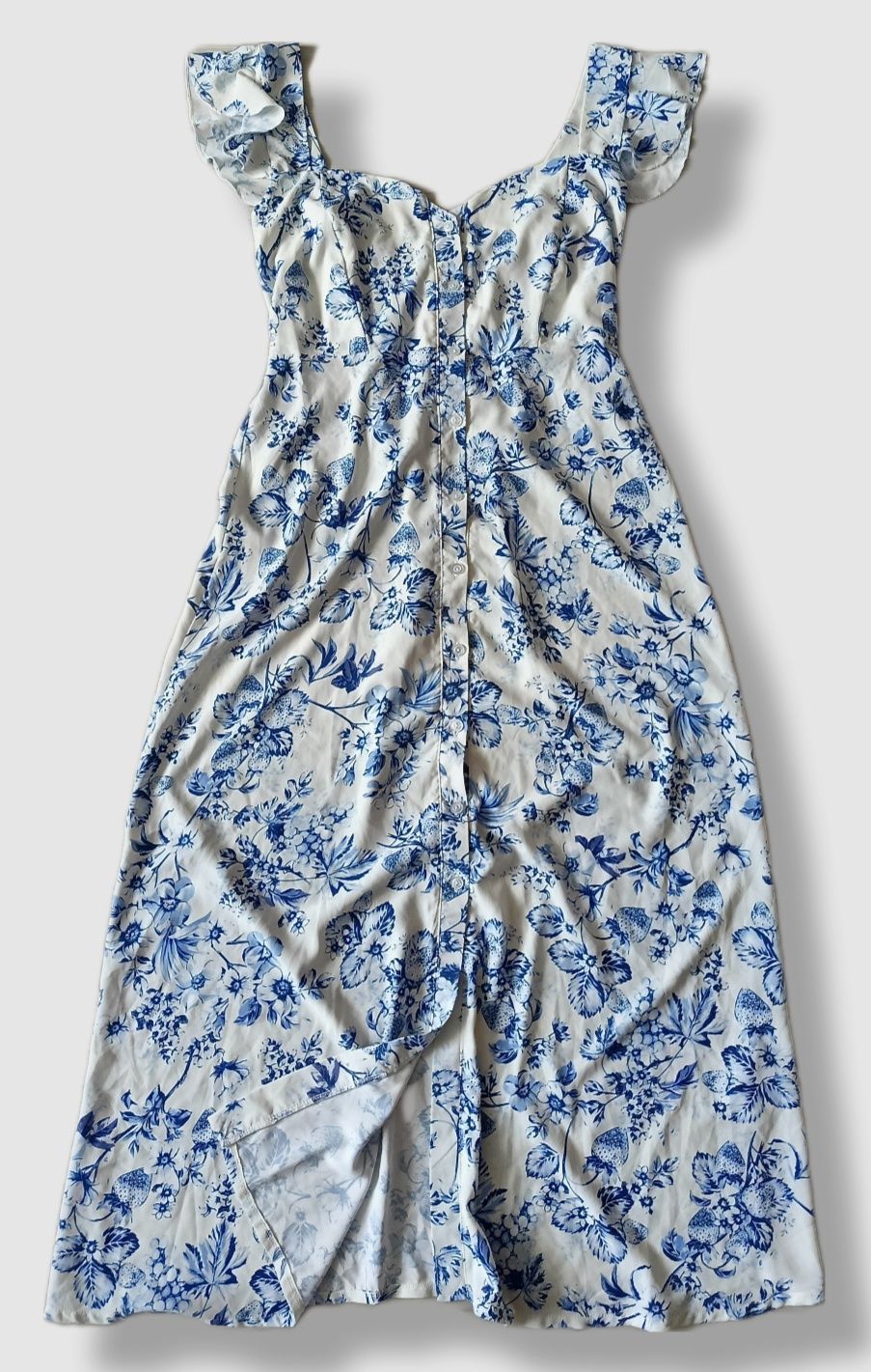 Dorothy Perkins letnia sukienka na ramiączkach biała w owoce kwiaty 40