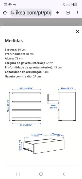 2 Comodas Malm 3 Gavetas ikea