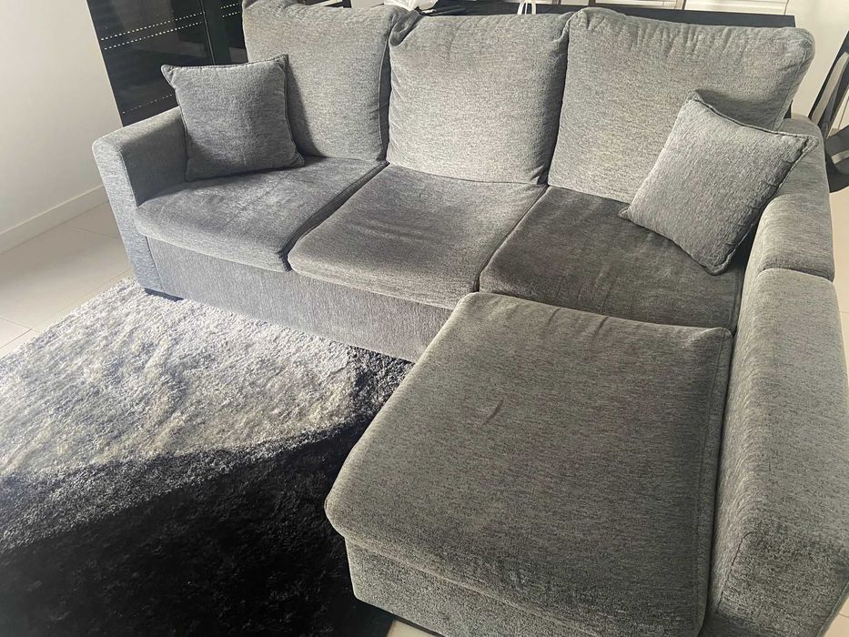Sofá chaise long cinzento