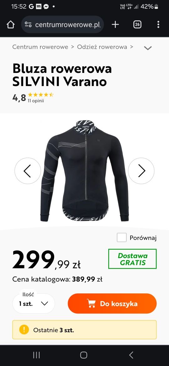 Bluza rowerowa kolarska silvini varano szara xl