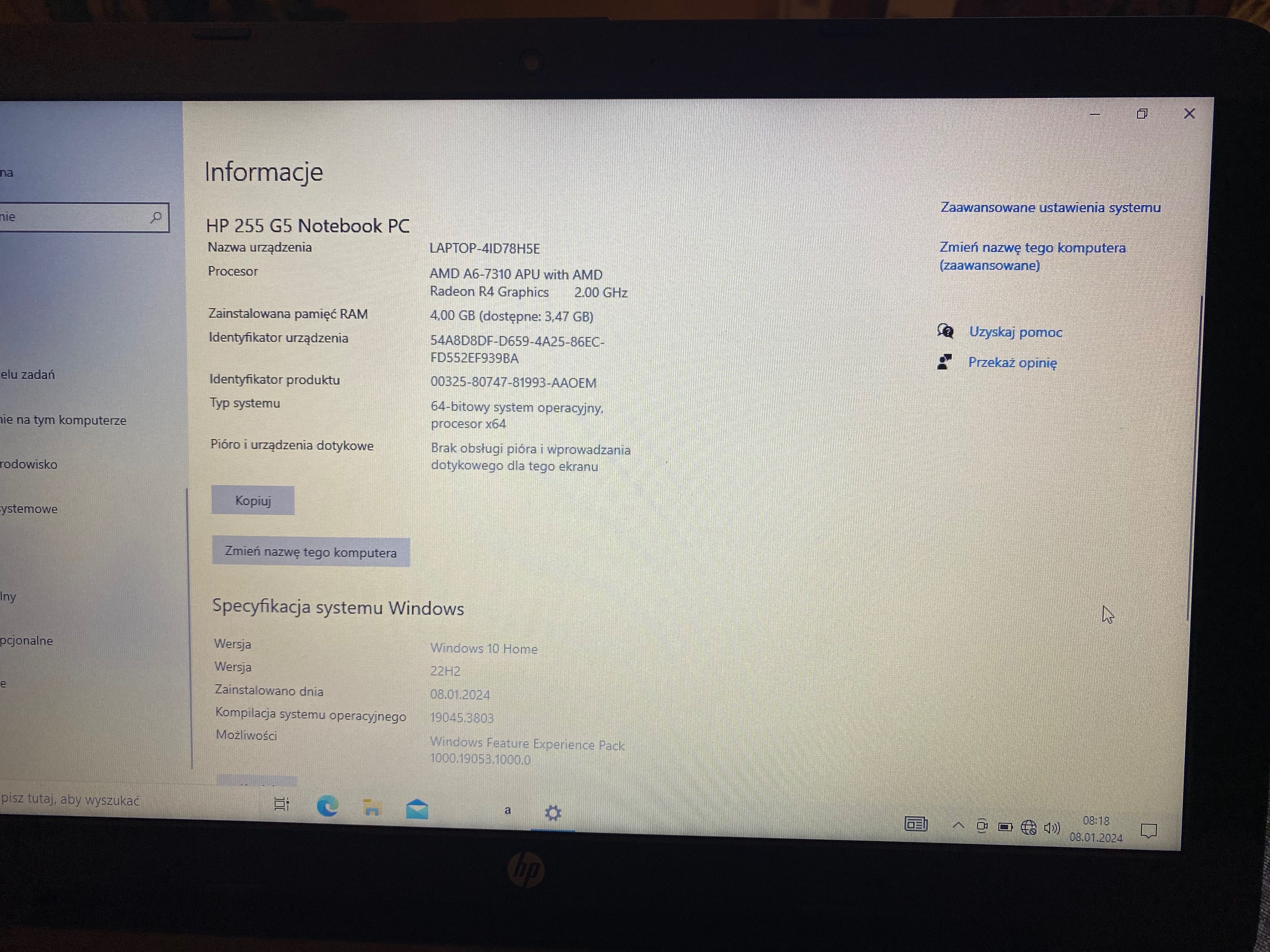 Laptop HP 255 G5