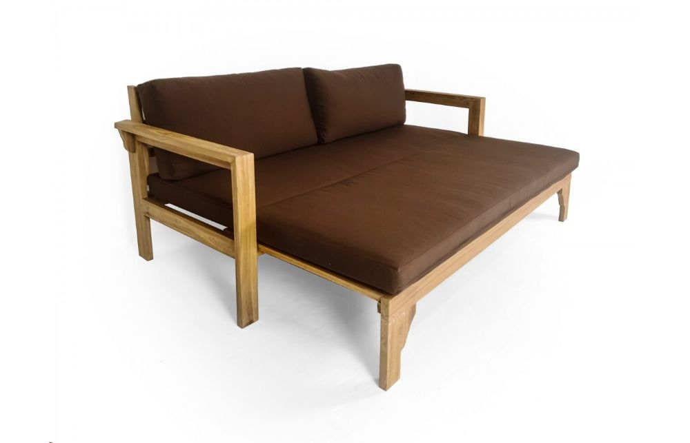 Sofa ogrodowa rozsuwana teak z poduchami