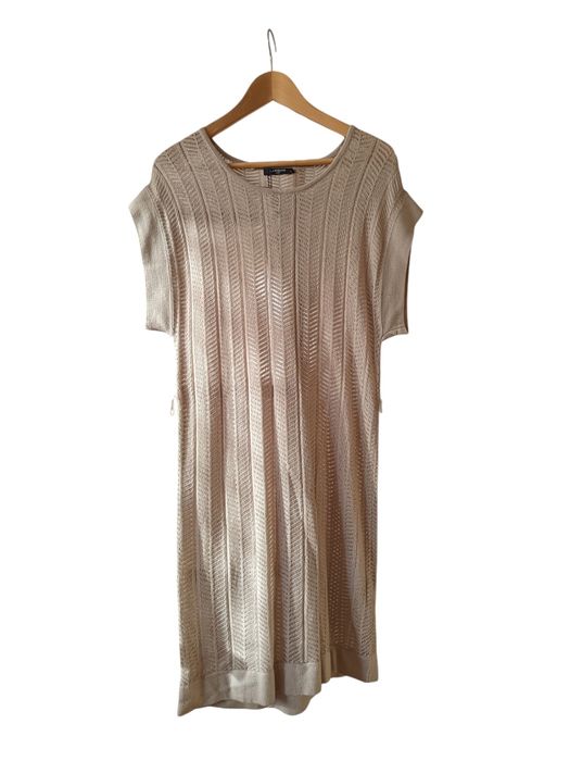 Vestido malha rendilhada bege - Lanidor
