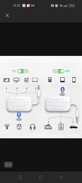 Bluetooth 5.3 adapter 2w1 TX RX do TV, smartfona, słuchawek, AUX RCA