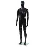 Nowy Manekin męski ze szklaną podstawą, czarny, błyszczący, 185 cm