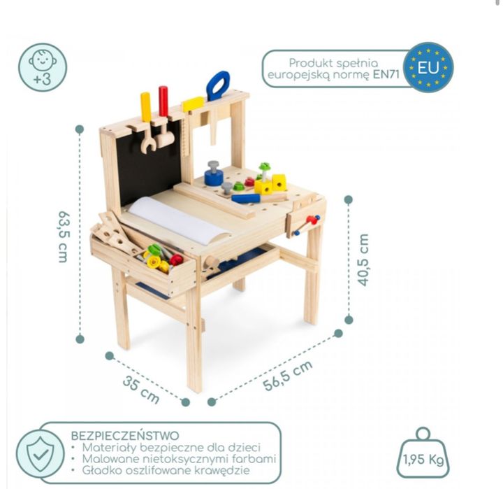 Drewniany zestaw majsterkowicza warsztat XXL - 75 elementów zabawka