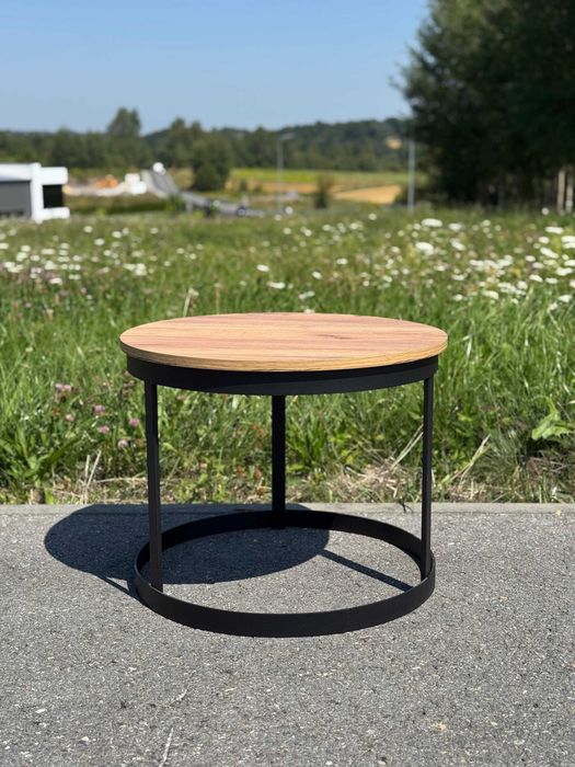 Stolik kawowy fi50cm, złoty kraft,