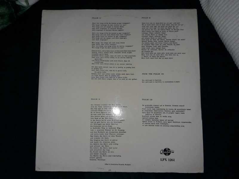 Liszt psalms winyl Lpx 1261 stereo mono