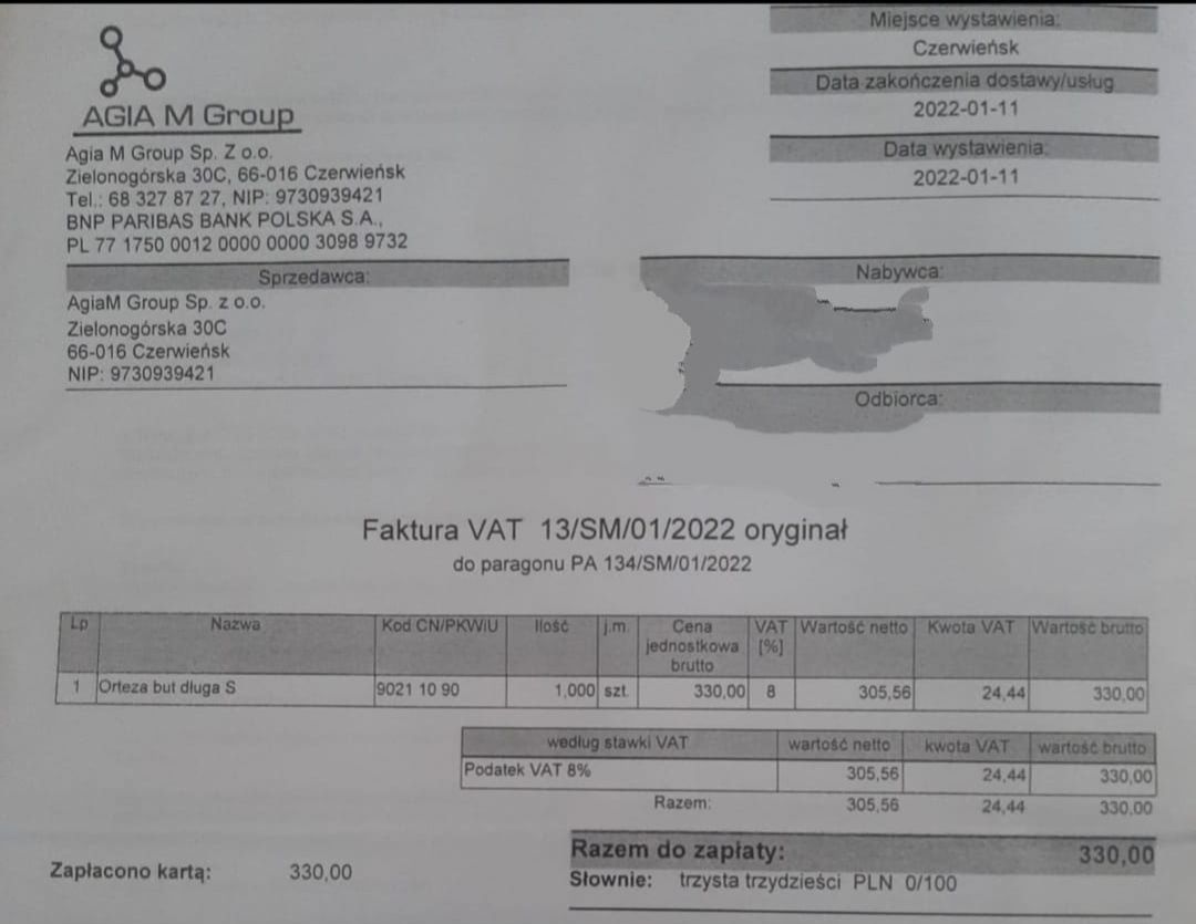 Orteza but długa 36,5 - 37,5 roz. S