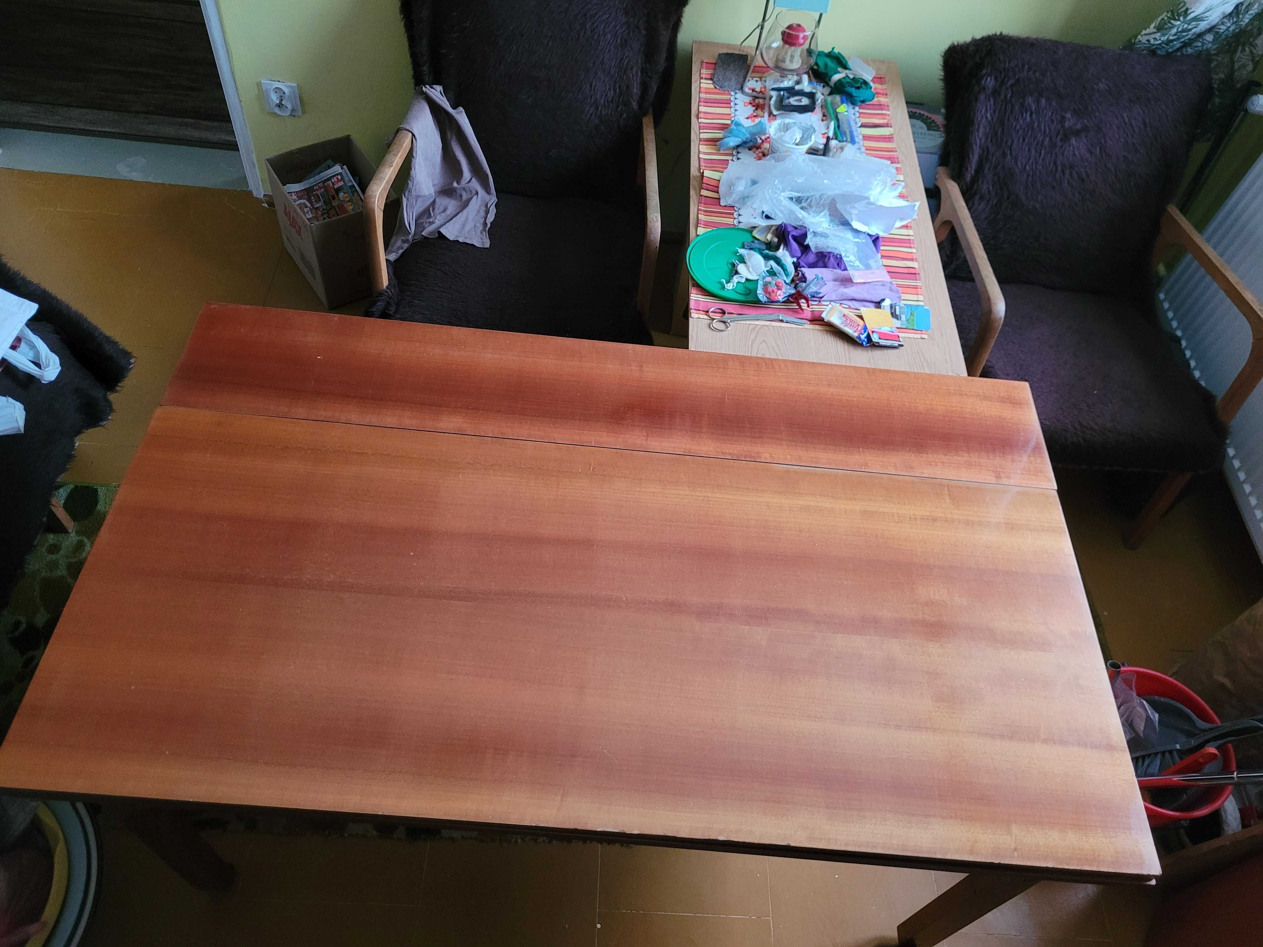 Stół drewniany–wysoki połysk z lat 70-tych –regulowany