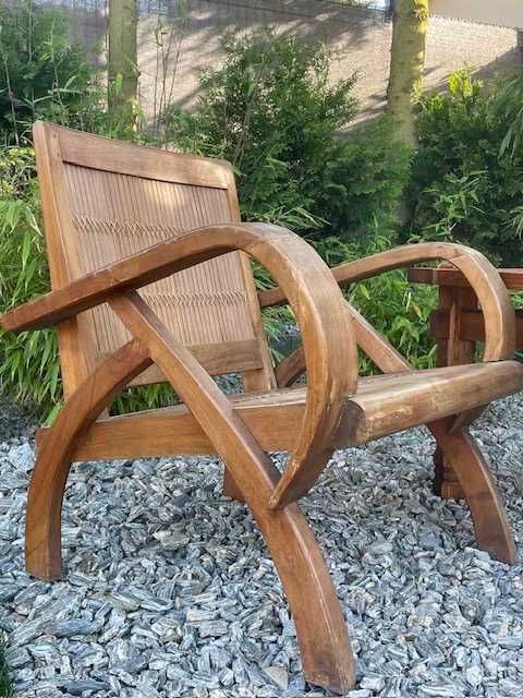Stół z fotelem drewno egzotyczne