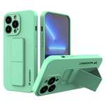 silikonowe etui z podstawką iphone 13 kickstand case miętowe