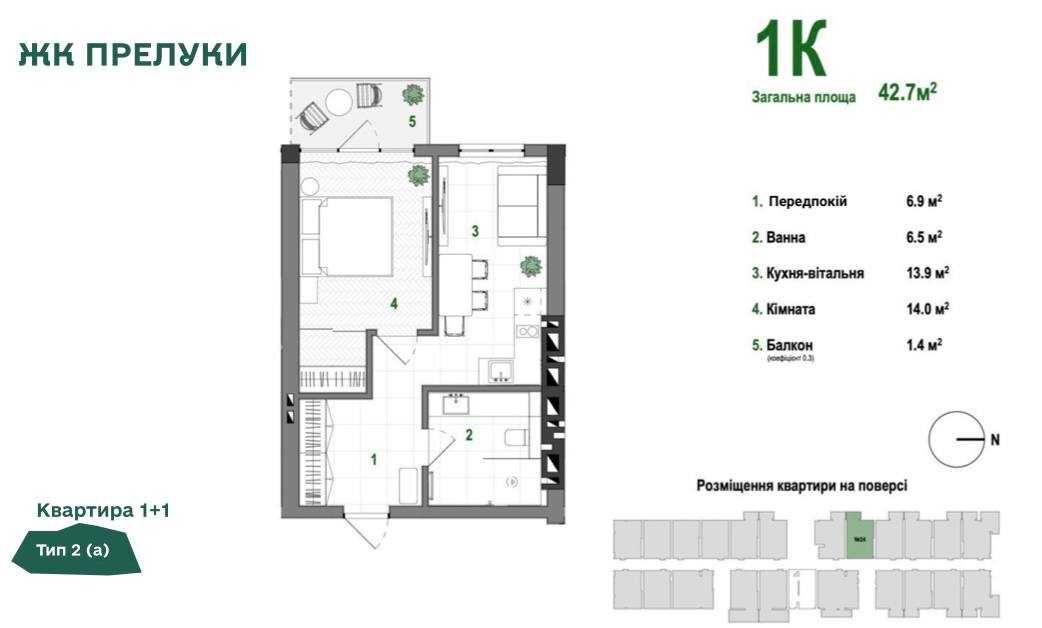 Інвестиція, ПРОДАЖ 1-кімнатної квартири 5 хв. від БУКОВЕЛЮ!