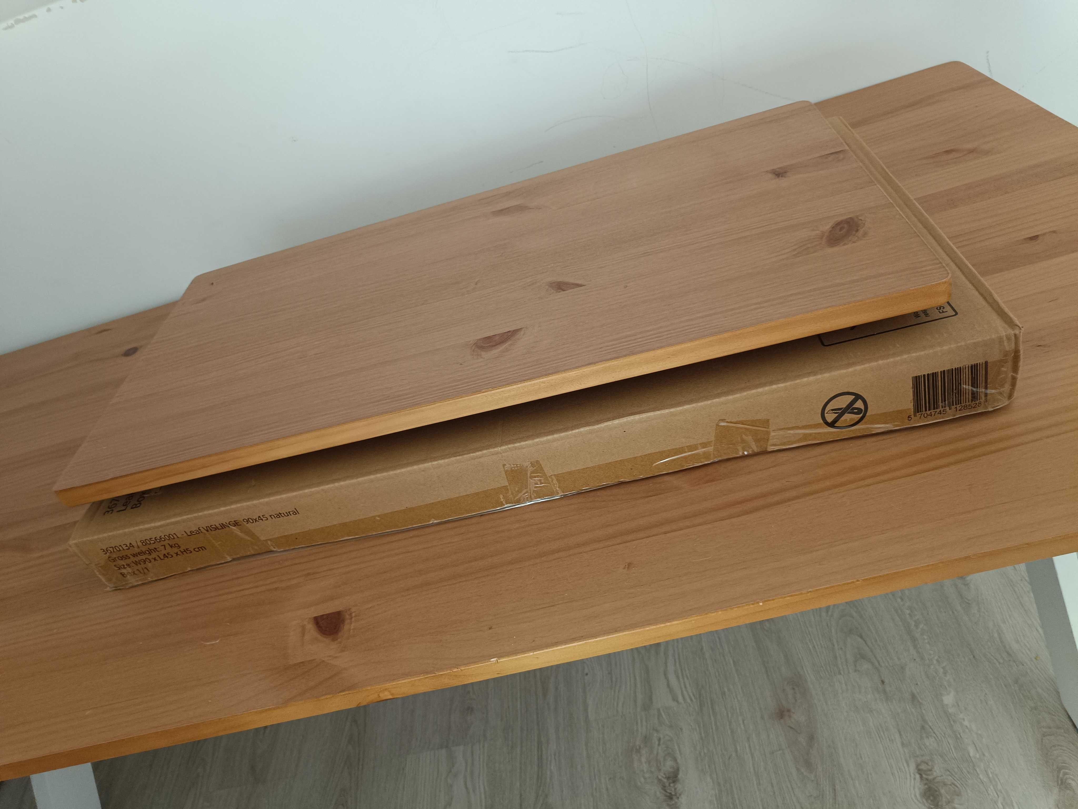 Stół VISLINGE 90x190 cm + 2 dodatkowe blaty 90x45 cm naturalny biały