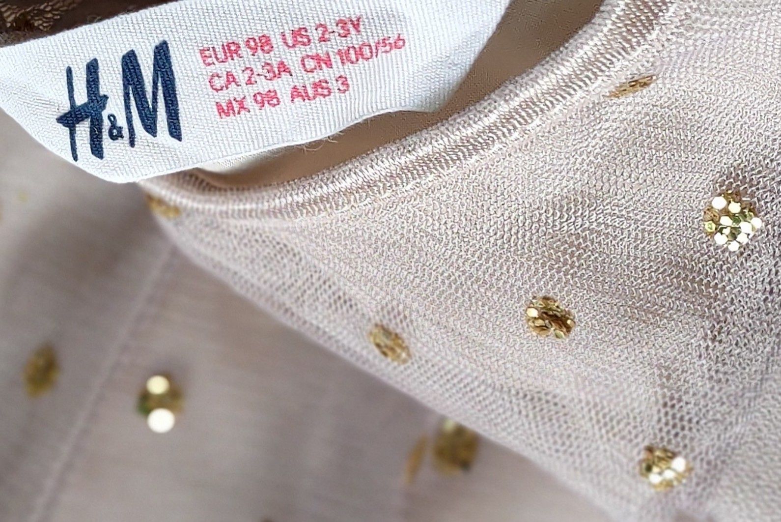 H&M sukienka tiulowa w złote kropki roz. 98