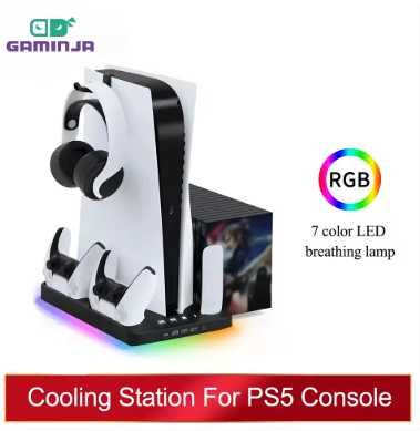 Suporte Vertical PS5 com Refrigeração RGB, Carregador Duplo NOVO