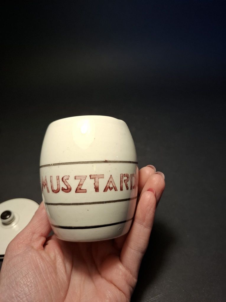 Przedwojenny pojemnik na musztarde musztardniczka fajans Koło