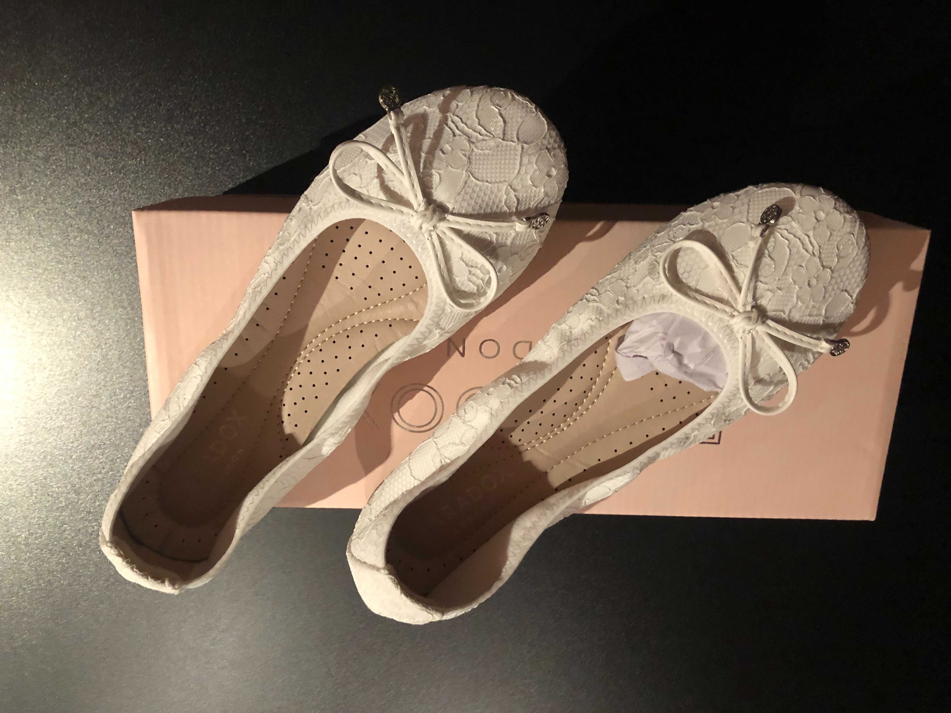 Komunia - Buty balerinki z koronką, na komunię/ wesele i nie tylko R37