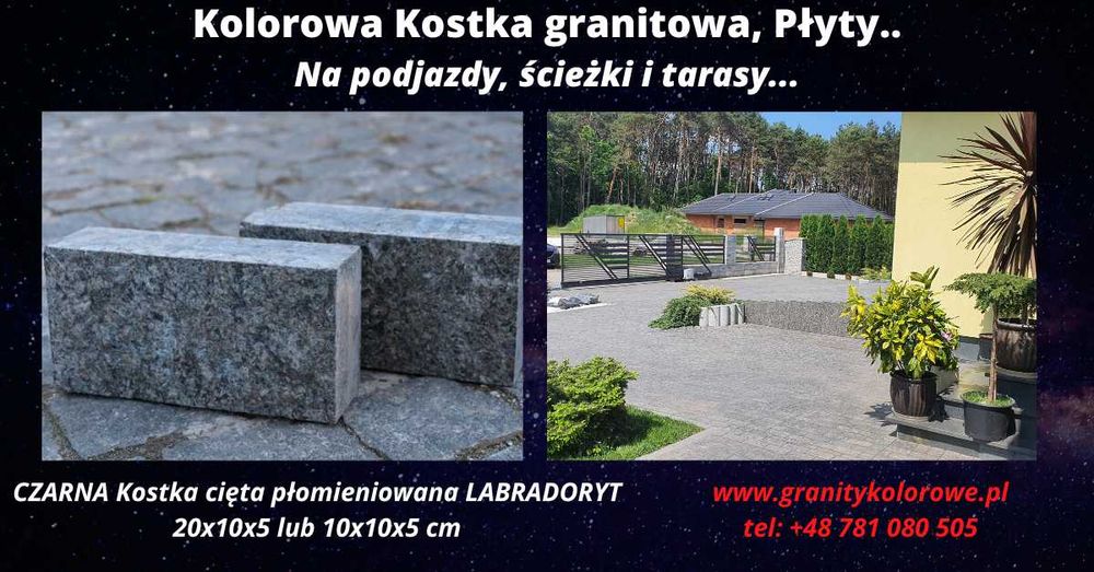 WYPRZEDAŻ !! Kostka Granitowa Cięta płomień LABRADORYT na podjazd