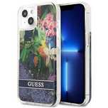Etui Guess Flower Liquid Glitter Na Iphone 13 Mini - Niebieskie