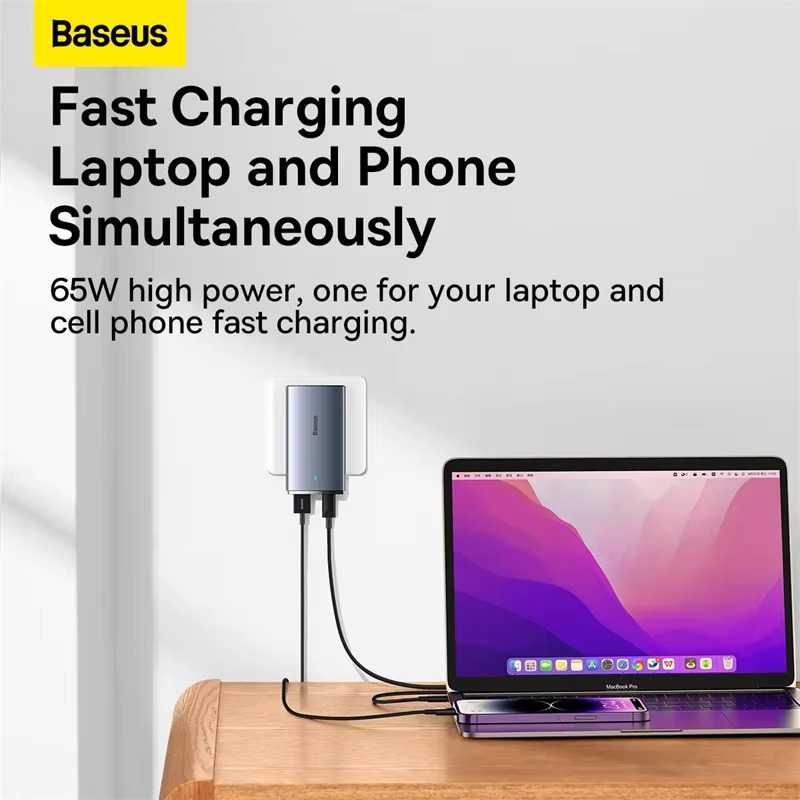 Зарядний пристрій 65W BASEUS GaN5 Pro Ultra-Slim Універсальний Блок Вт