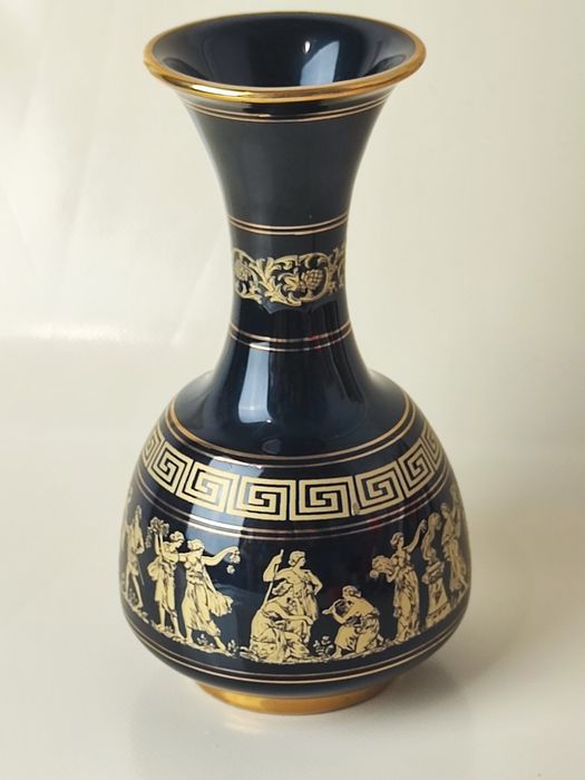 Wazon Grecja czarna porcelana 24 K