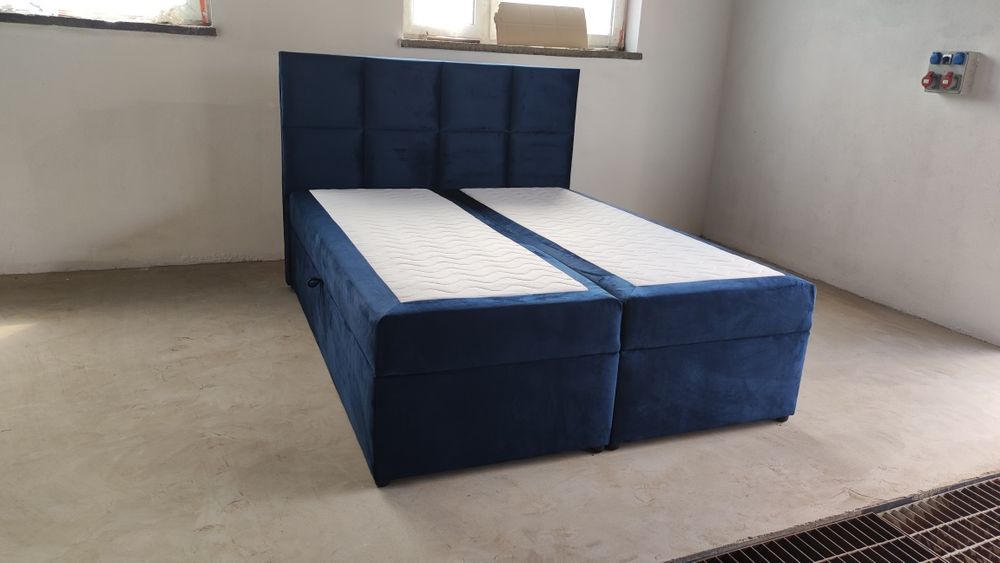 Łóżko kontynentalne materac w cenie duże pojemniki panele tapicerowane