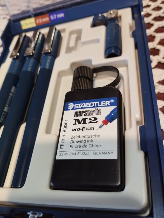 Rapidografy kreślarskie Staedtler nowe plus dodatkowe końcowki