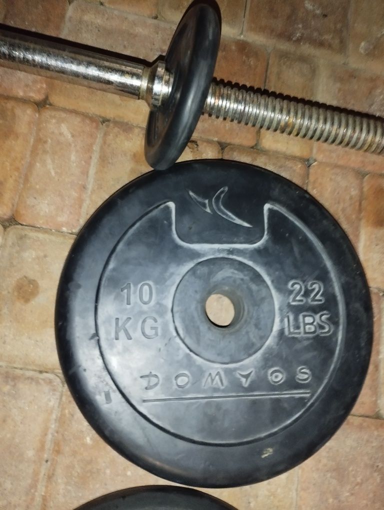 Sztanga z obciążeniem gumowanym 28mm ZESTAW 90KG