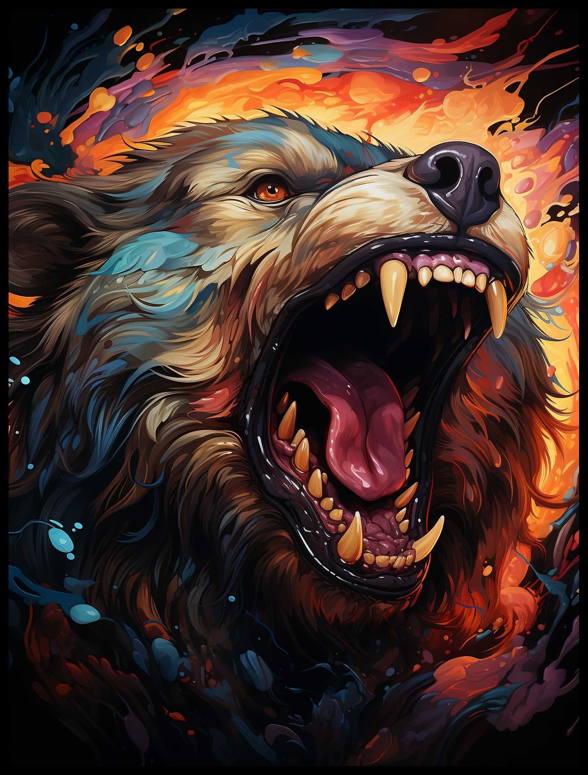 Plakat na Ścianę Obraz Wściekły Niedźwiedź Fantasy 50x70 cm Premium