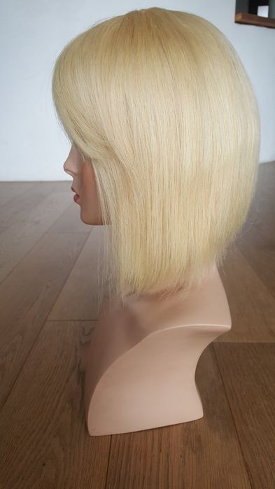 Peruka naturalna blond bob z włosów naturalnych