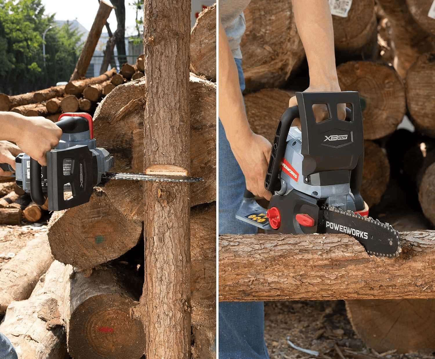 Piła Łańcuchowa Akumulatorowa 25CM 20V 2Ah Zbiornik Oleju POWERWORKS