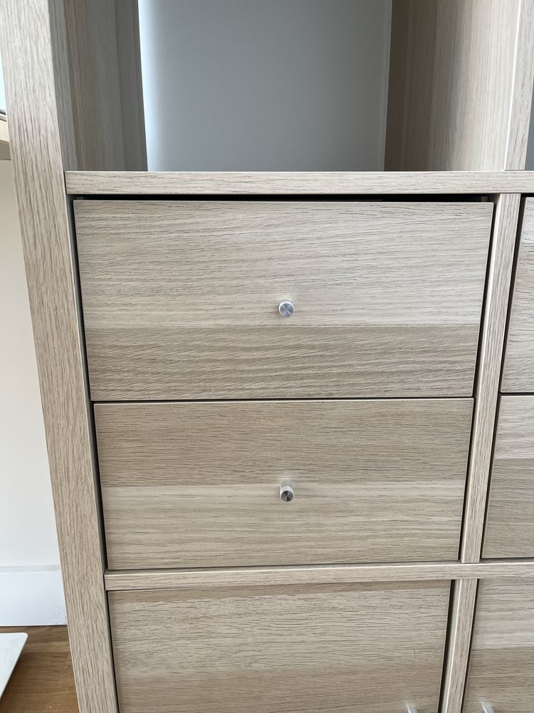 Kallax Ikea imitacja dębu z drzwiczkami i szufladami