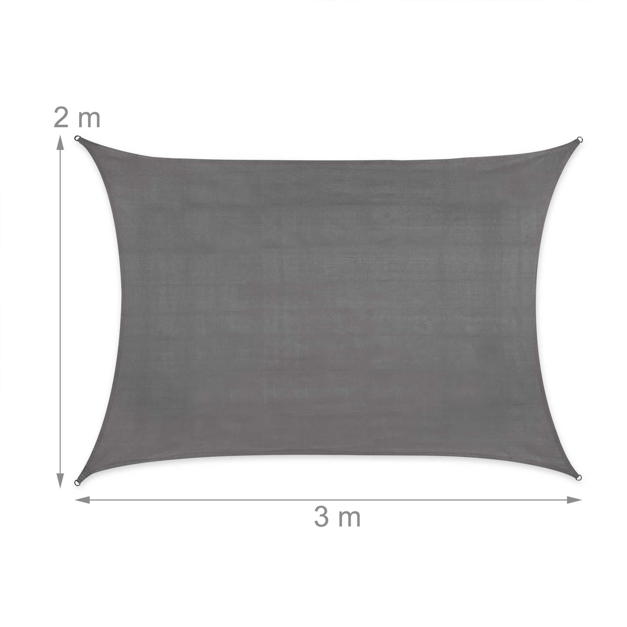 Żagiel przeciwsłoneczny osłona UV 2X3M HDPE Szary prostokąt Relaxdays