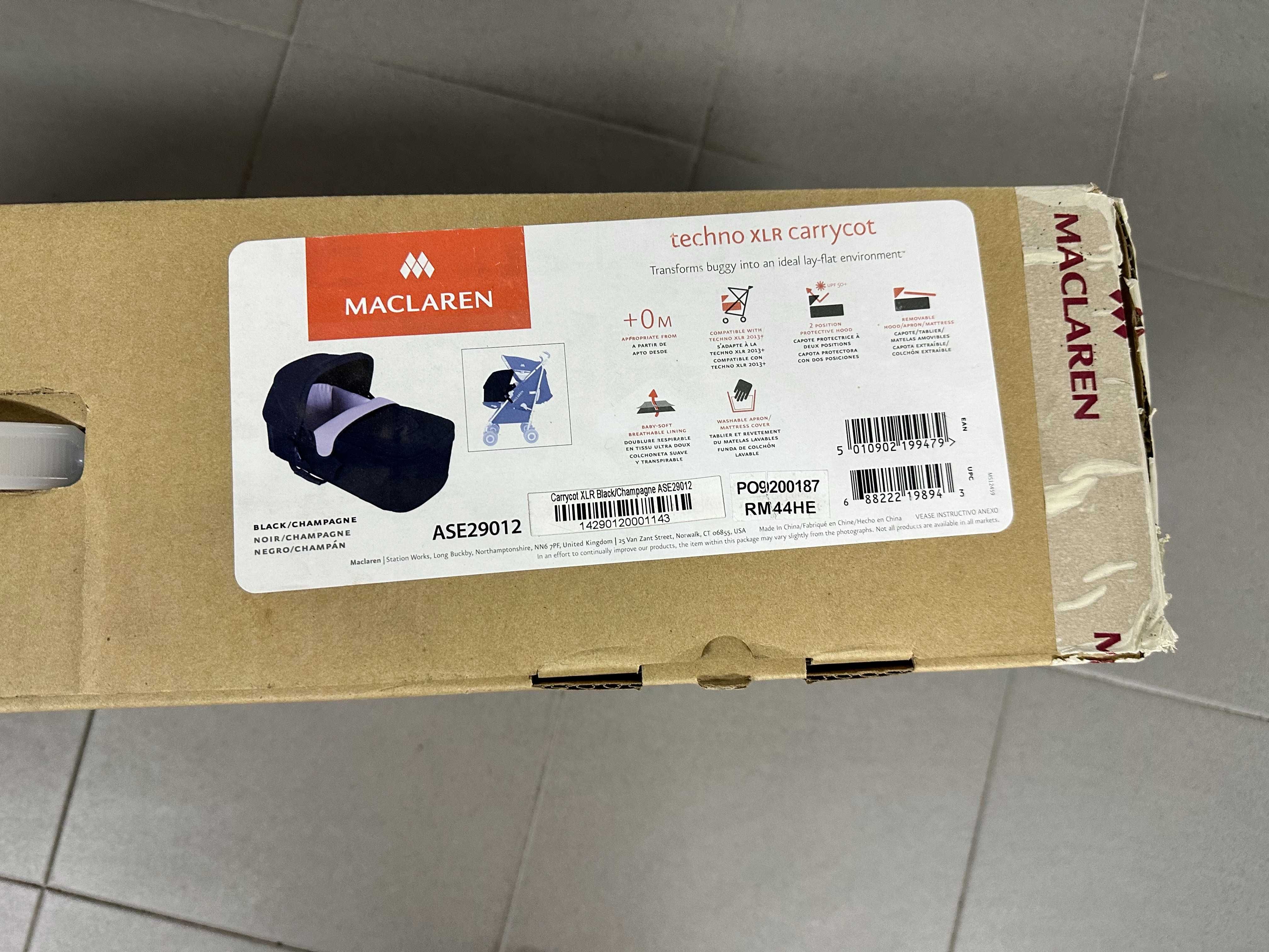 MACLAREN Carrycot ALCOFA preta NOVA/Na caixa