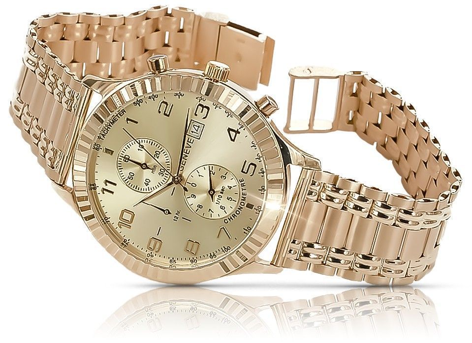 Zegarek męski z różowego złota 14k 585 Geneve mw007r&mbw006r Katowice