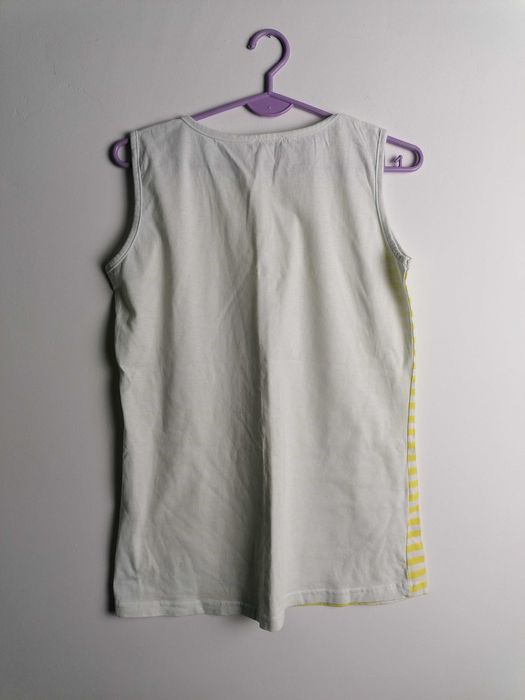 Podkoszulka bawełniana bezrękawnik żółty-biały w paski