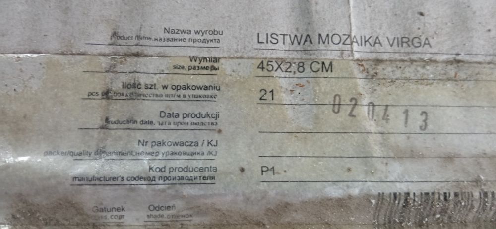 Płytka ścienna listwa mozaika VIRGA 2,8x45