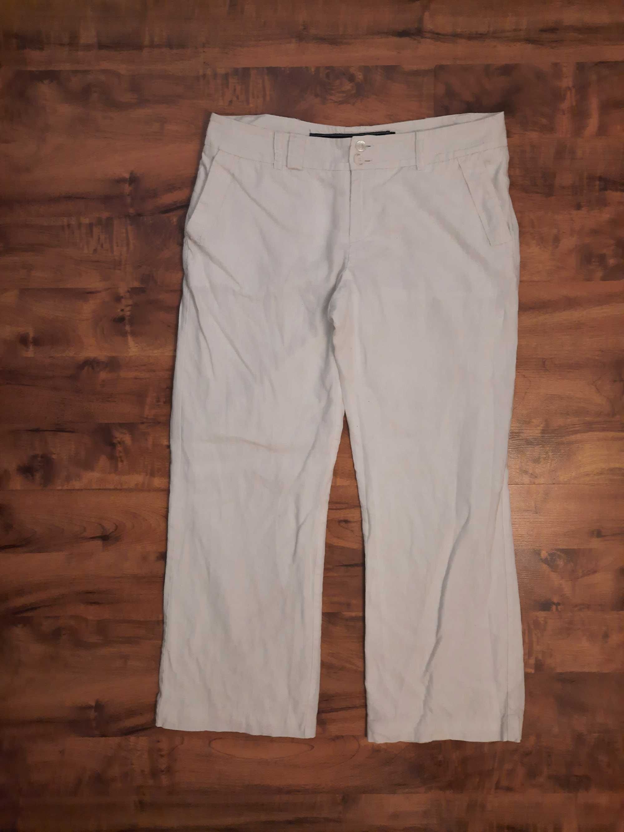 Lniane białe bawełniane spodnie z szerokimi nogawkami Mexx rozmiar 38