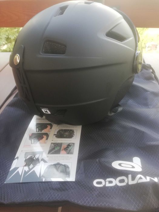 Odoland Kask Narciarski z Wizjerem M Czarny UV400 Snowboard