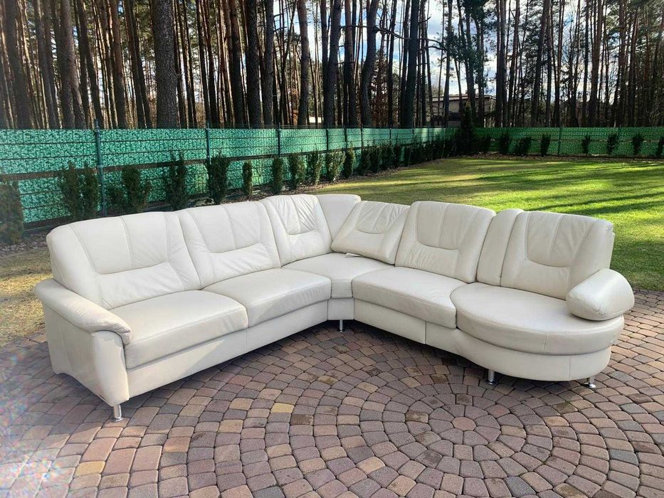 wohnwert niemiecki narożnik skóra naturalna ekrii