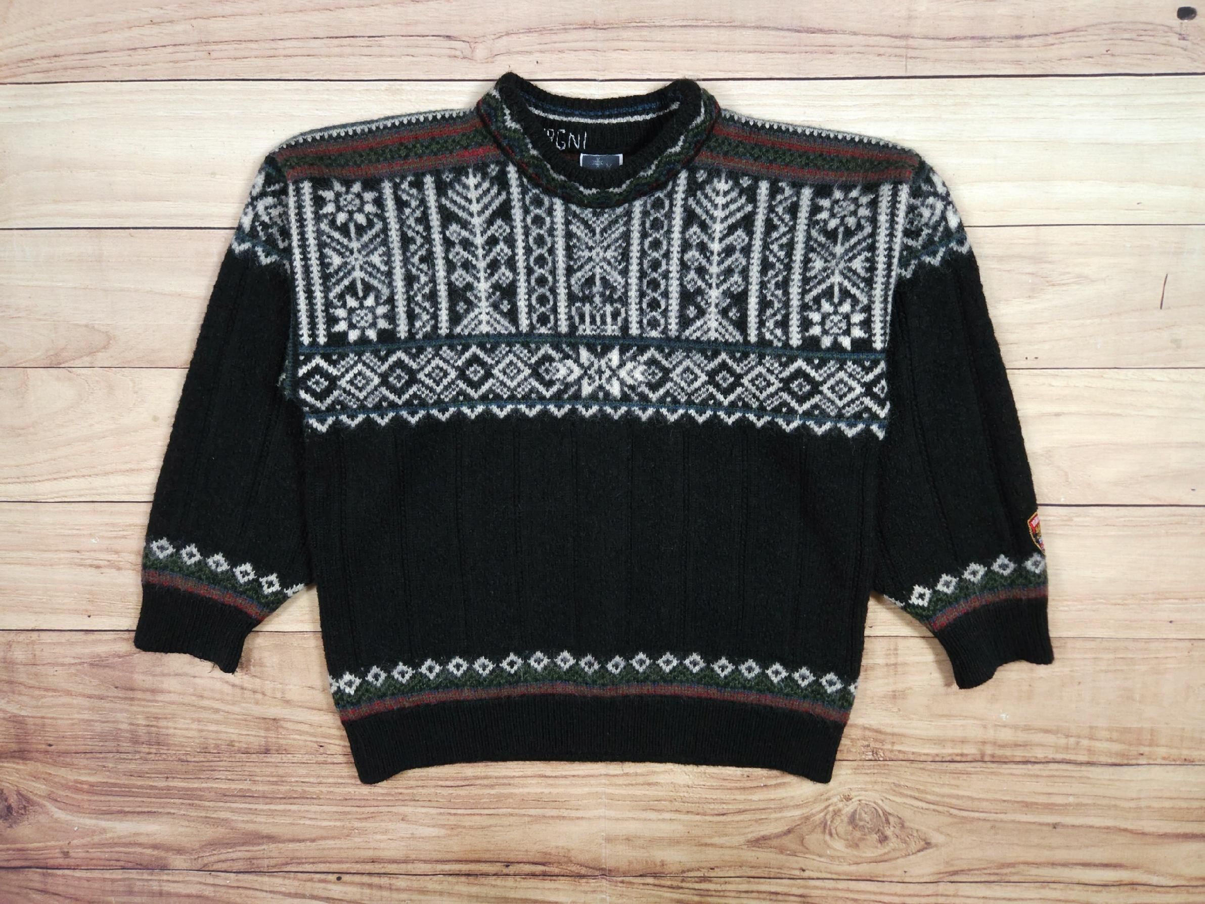 DALE Of Norway Sweter Gruby Wełniany Wzór Logo r. M