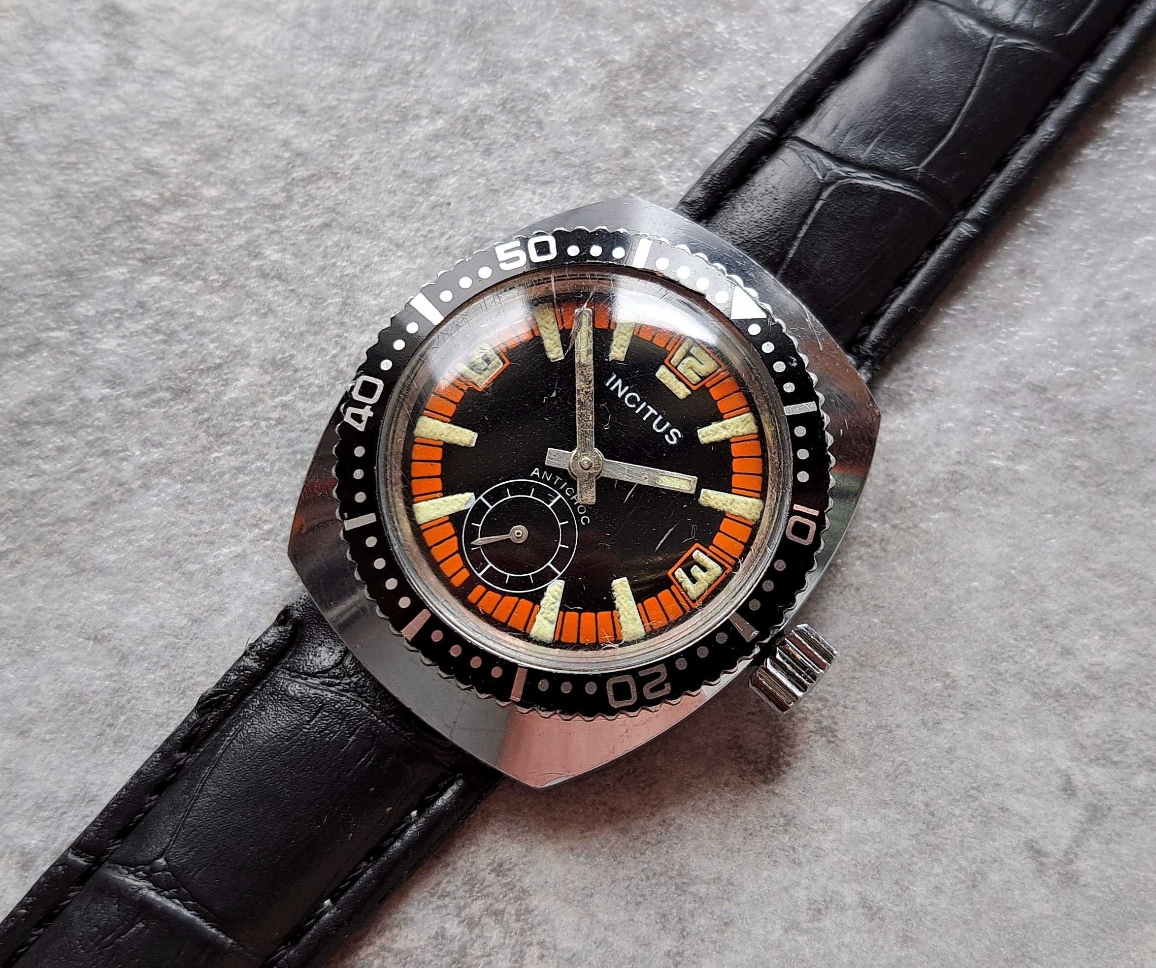 INCITUS DIVER szwajcarski zegarek vintage nurek