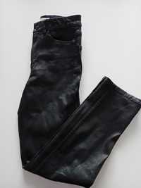 Woskowane Czarne powlekane spodnie skorzane  damskie Czarne xs lindex