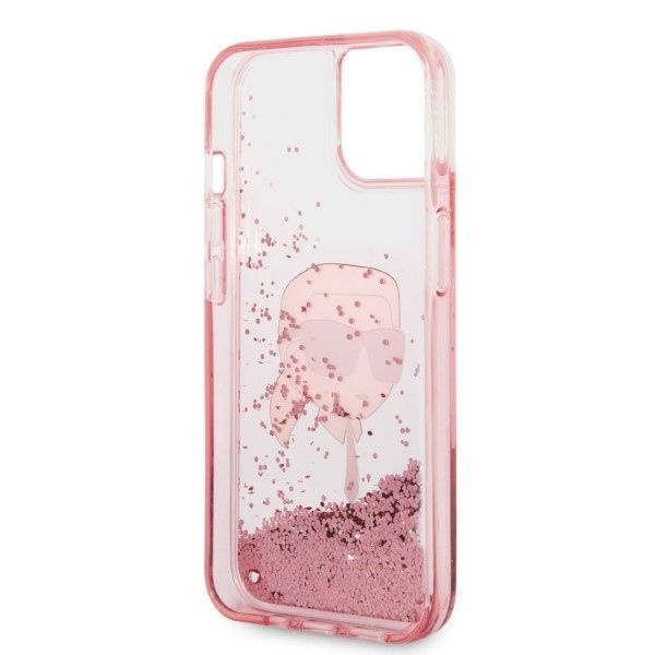 Etui Karl Lagerfeld iPhone 14/15/13 6,1", Różowe Glitter Karl Head