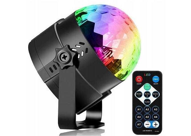 Projektor Dyskotekowy RGB LED Kula Disco + PILOT