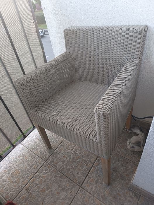 Fotel rattanowy i Krzesło rattanowe szare