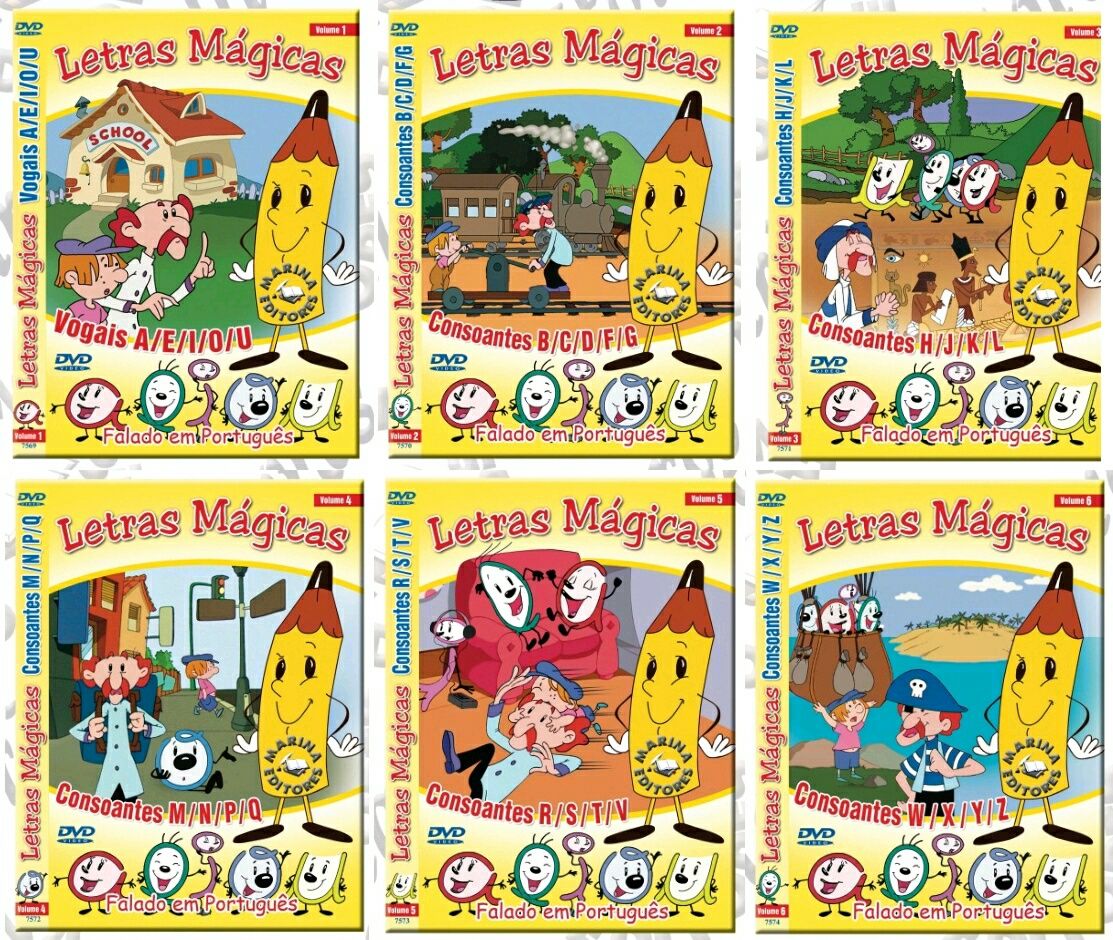 Letras mágicas - 6 DVD educação infantil - Novos