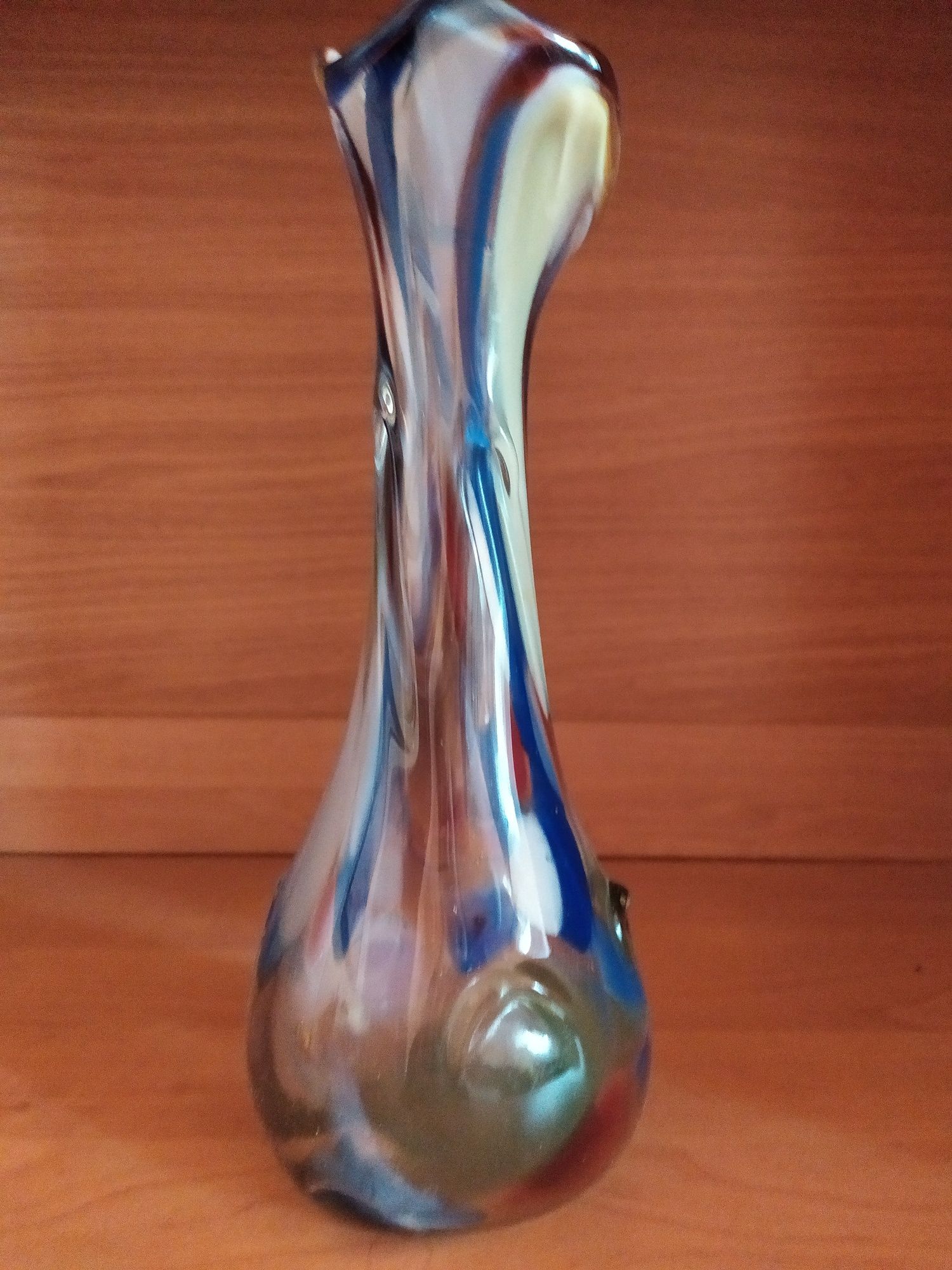 Kolorowy szklany wazon PRL